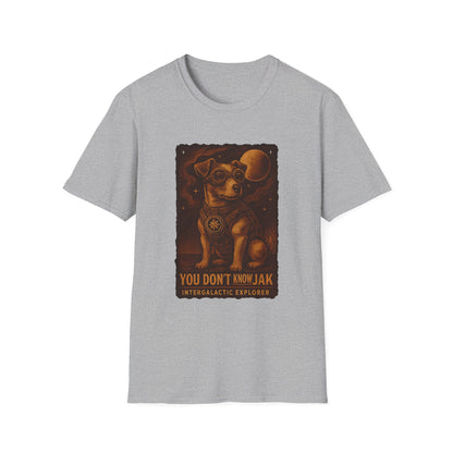 Intergalactic Explorer Dog T-Shirt, Cute Pet Tee, Gift for Dog Lovers, Space-themed Apparel, Fun Graphic Tee, Unisex Softstyle Tee