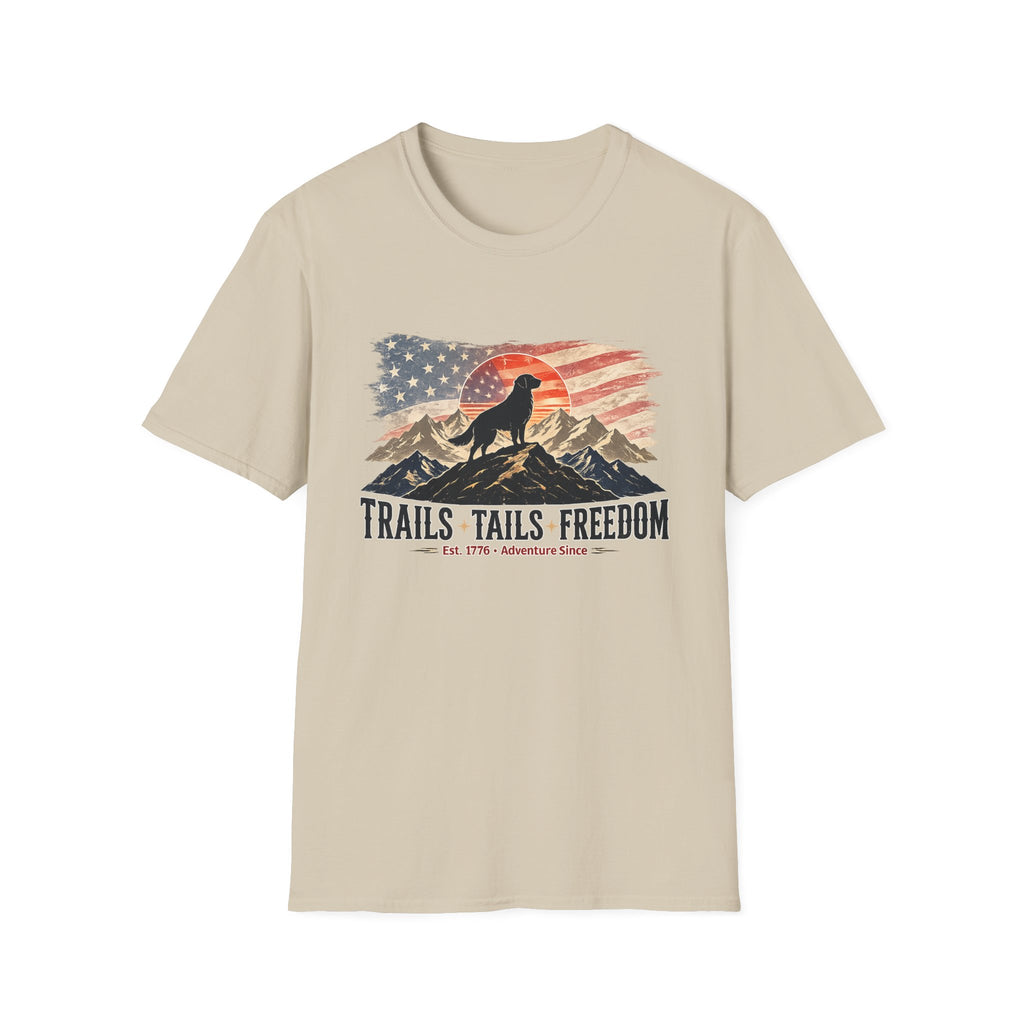 Trails Tails Freedom Patriotic Dog T-Shirt