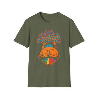 Colorful Sleeping Dog Trippy Tree Psychedelic T-Shirt , Comfortable Tee, Gift for Dog Lovers, Casual Style, Fun and Colorful Graphic