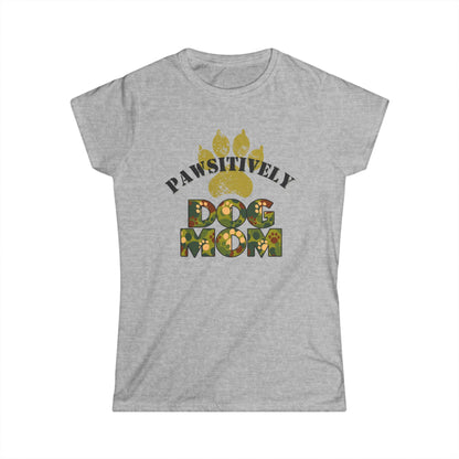Pawsitively Dog Mom Shirt – Camo Paw Print Design