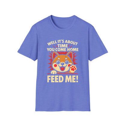 Funny Hungry Dog T-Shirt – Feed Me Pet Parent Humor Tee, Unisex Soft style T-Shirt - Cute Happy Dog Design