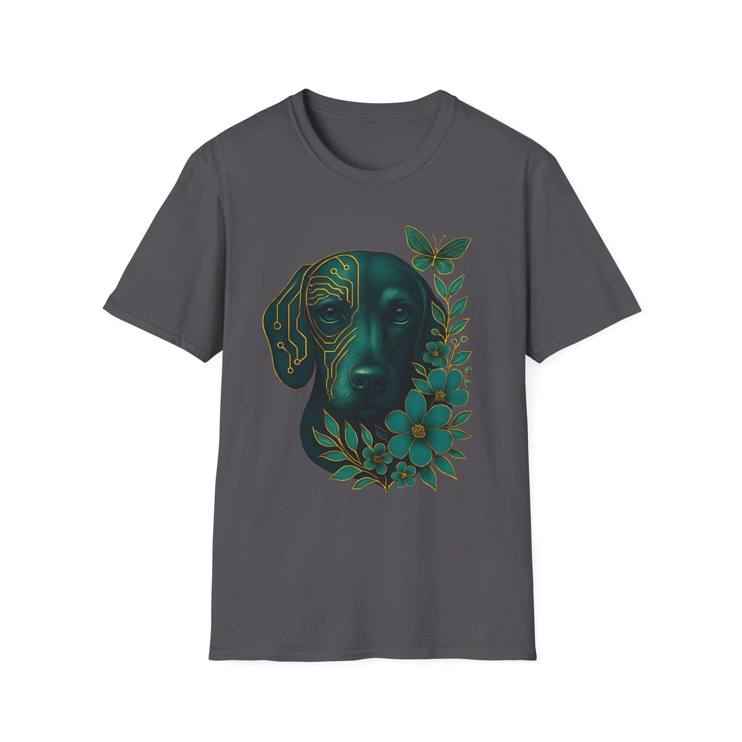 Artistic Dog Lover T-Shirt, Gift for Pet Owners, Nature-Inspired Tee, Birthday Gift, Casual Wear, Unisex Softstyle Tee