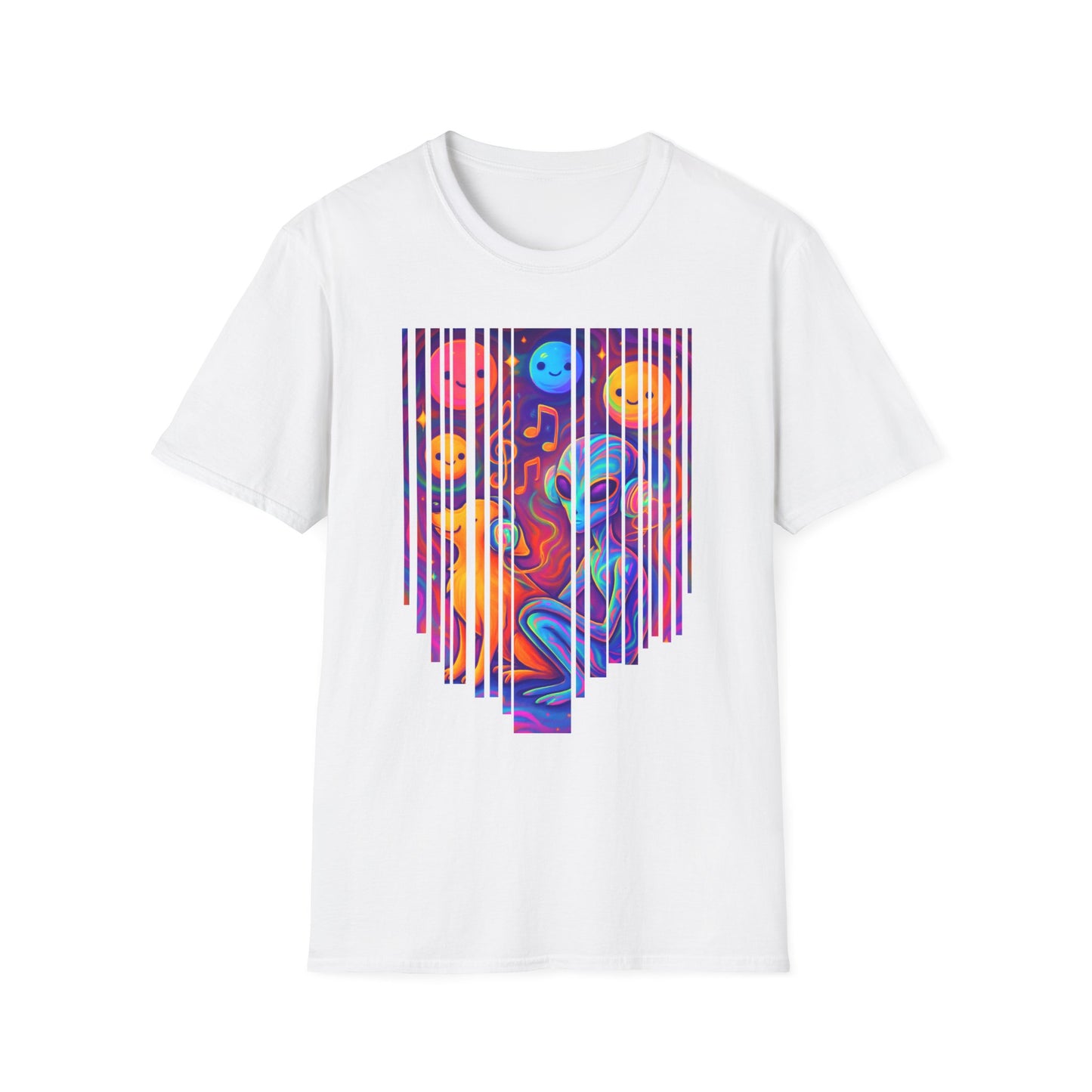 Psychedelic Alien & Dog Music T-Shirt Trippy Space ArtSummer Outfit, Festival Shirt