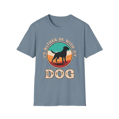 I'd Rather Be With My Dog Unisex Softstyle T-Shirt, Dog Lover Gift, Pet Adoption Tee, Casual Wear, Birthday Present, Animal Lover Apparel
