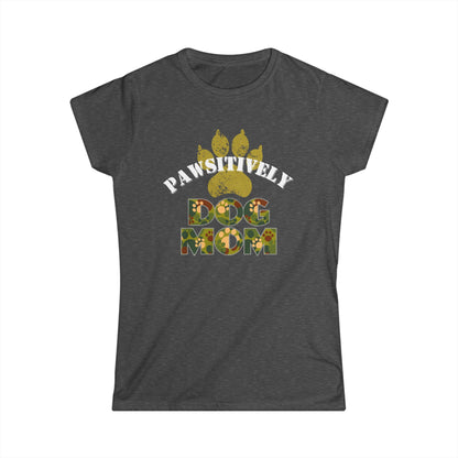 Pawsitively Dog Mom Shirt – Camo Paw Print Design