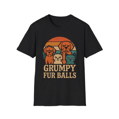 Grumpy Fur Balls Funny Cat and Dog T-Shirt for Pet Lovers.Funny Animal Shirt, Gifts for Dog Owners, Cat Lover Apparel, Cute Pet Humor