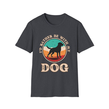 I'd Rather Be With My Dog Unisex Softstyle T-Shirt, Dog Lover Gift, Pet Adoption Tee, Casual Wear, Birthday Present, Animal Lover Apparel