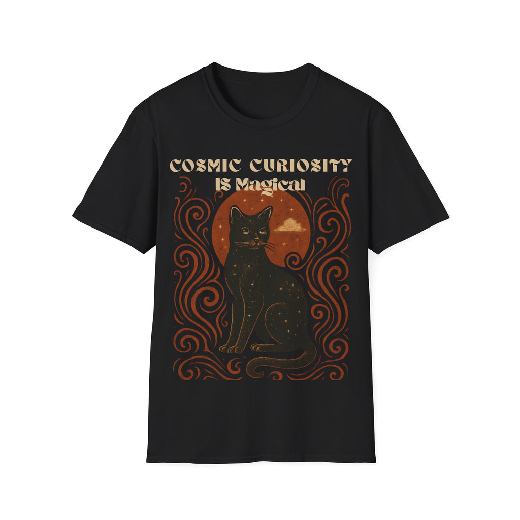 Cosmic Curiosity Black Cat T-Shirt