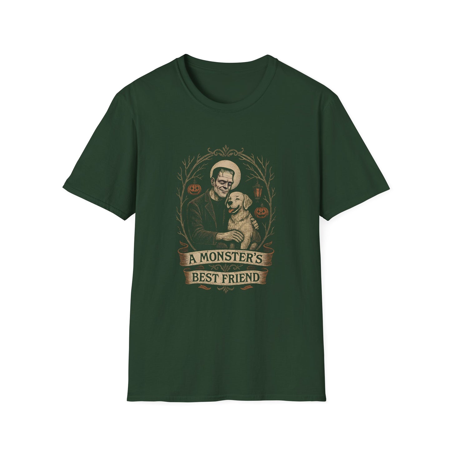 Halloween Dog Lover T-Shirt, Unisex Softstyle Tee, A Monster's Best Friend Apparel, Pet Owner Gift, Spooky Season Shirt