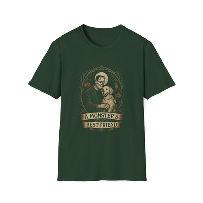 Halloween Dog Lover T-Shirt, Unisex Softstyle Tee, A Monster's Best Friend Apparel, Pet Owner Gift, Spooky Season Shirt