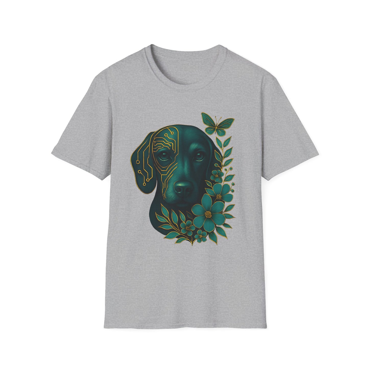 Artistic Dog Lover T-Shirt, Gift for Pet Owners, Nature-Inspired Tee, Birthday Gift, Casual Wear, Unisex Softstyle Tee