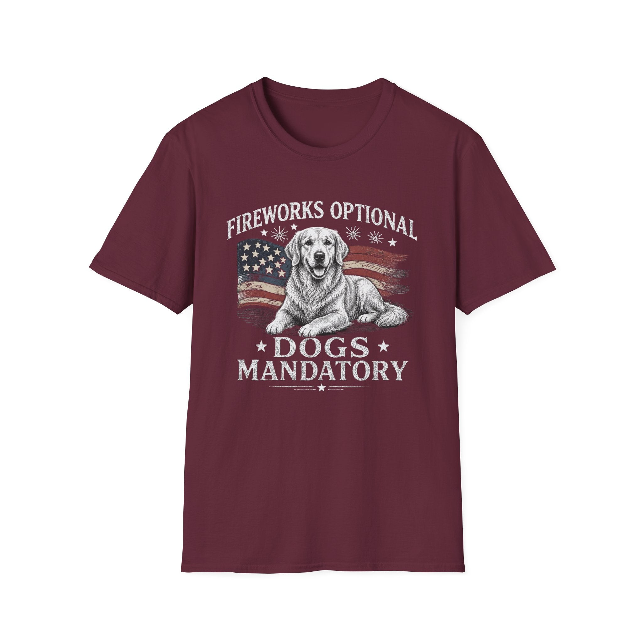 Fireworks Optional Dogs Mandatory Golden Retreiver T-Shirt