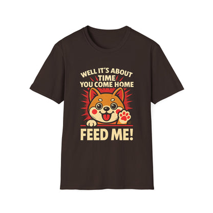 Funny Hungry Dog T-Shirt – Feed Me Pet Parent Humor Tee, Unisex Soft style T-Shirt - Cute Happy Dog Design