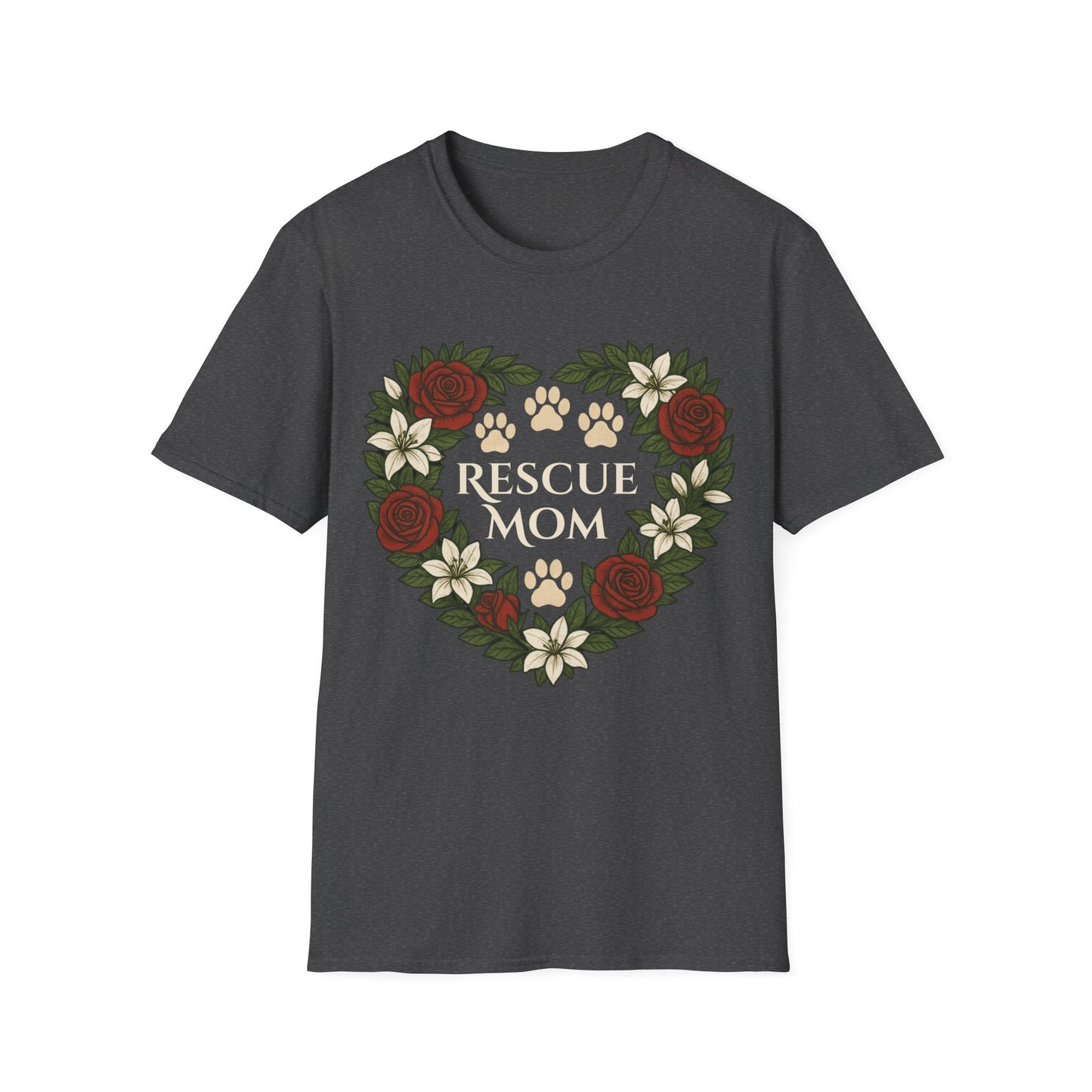 Rescue Mom Floral Heart Tee – Adopt Don't Shop