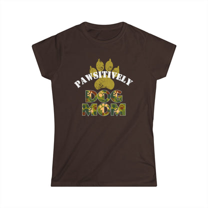 Pawsitively Dog Mom Shirt – Camo Paw Print Design