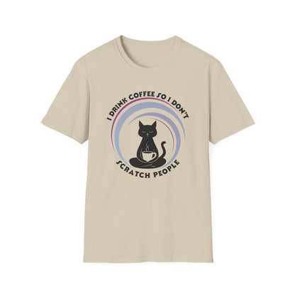 Funny Cat Coffee Shirt – I Drink Coffee So I Don't Scratch People Tee