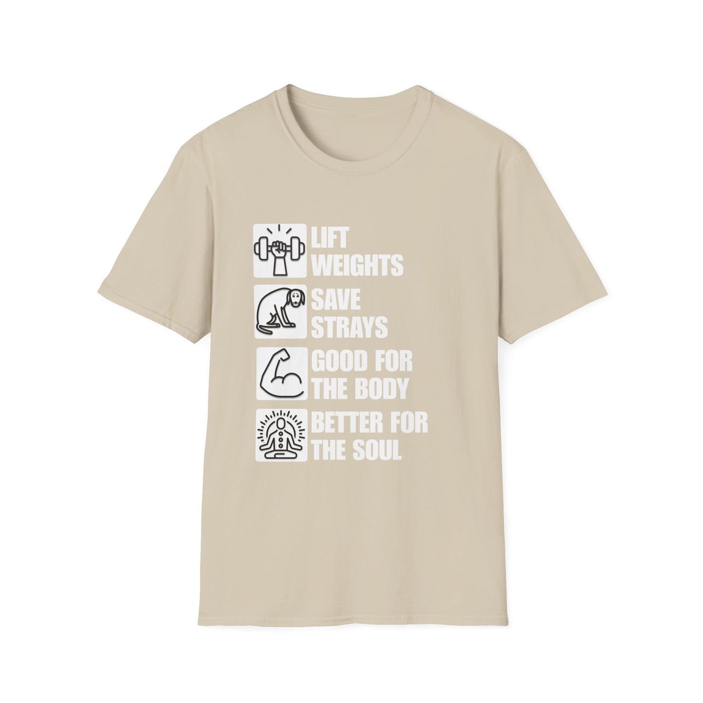 Lift Weights Save Strays T-Shirt | Fitness Dog Rescue Tee