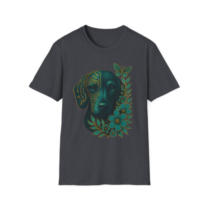 Artistic Dog Lover T-Shirt, Gift for Pet Owners, Nature-Inspired Tee, Birthday Gift, Casual Wear, Unisex Softstyle Tee