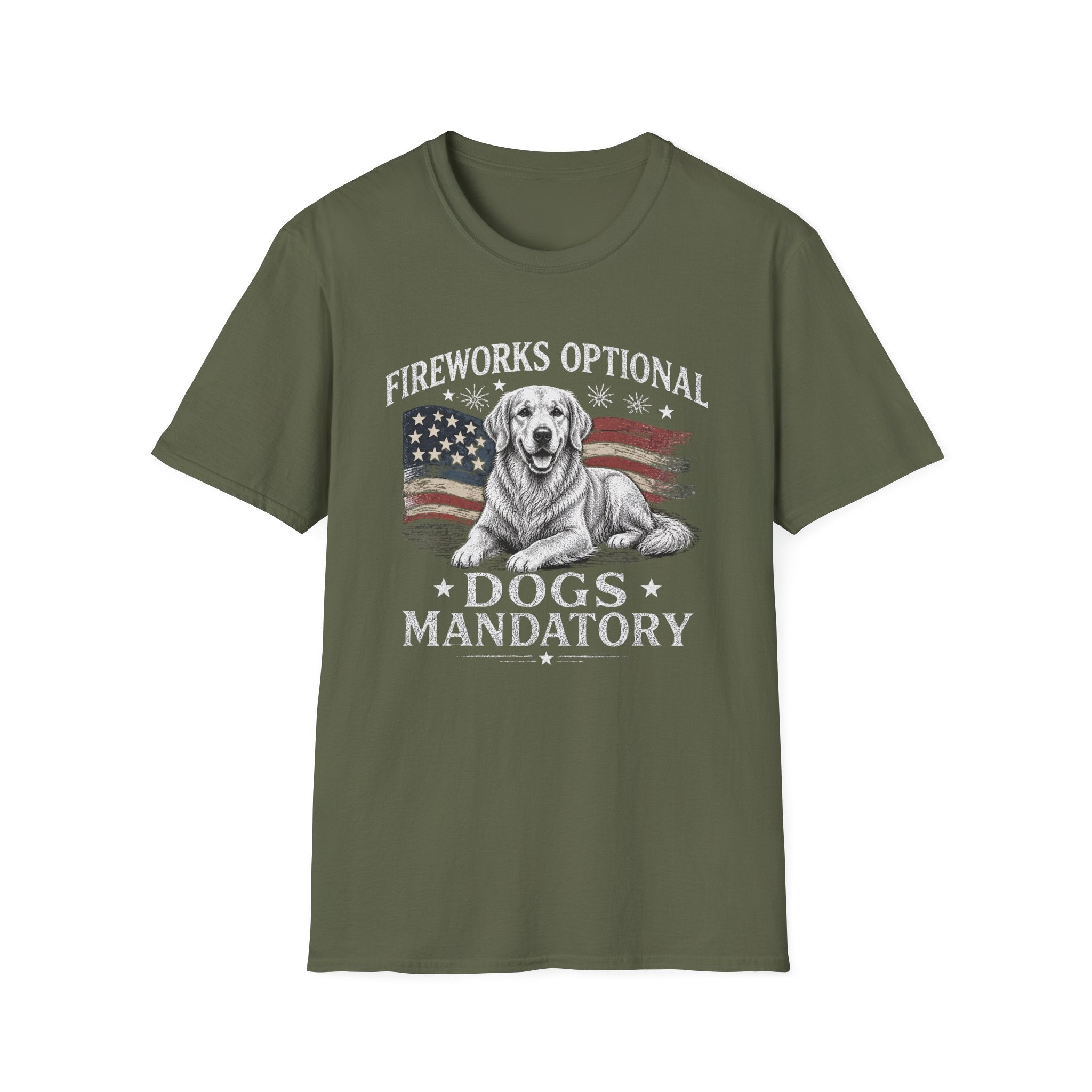 Fireworks Optional Dogs Mandatory Golden Retreiver T-Shirt