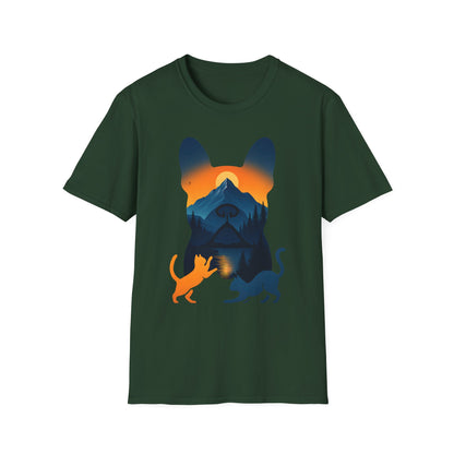 Pet Lover Sunset Graphic Tee, Outdoor Adventure Shirt, Cute Cat Dog T-Shirt, Animal Lover Gift, Nature Lover Apparel