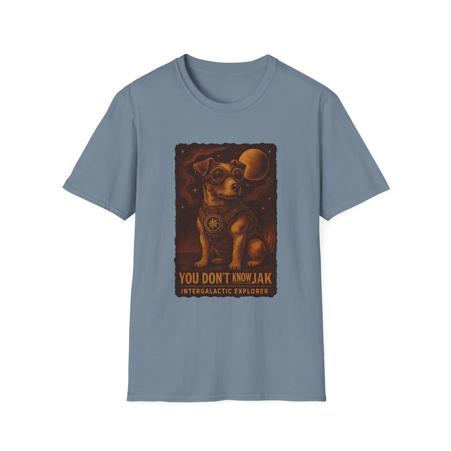 Intergalactic Explorer Dog T-Shirt, Cute Pet Tee, Gift for Dog Lovers, Space-themed Apparel, Fun Graphic Tee, Unisex Softstyle Tee