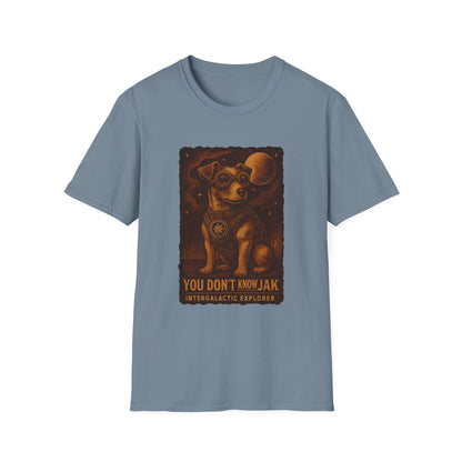 Intergalactic Explorer Dog T-Shirt, Cute Pet Tee, Gift for Dog Lovers, Space-themed Apparel, Fun Graphic Tee, Unisex Softstyle Tee