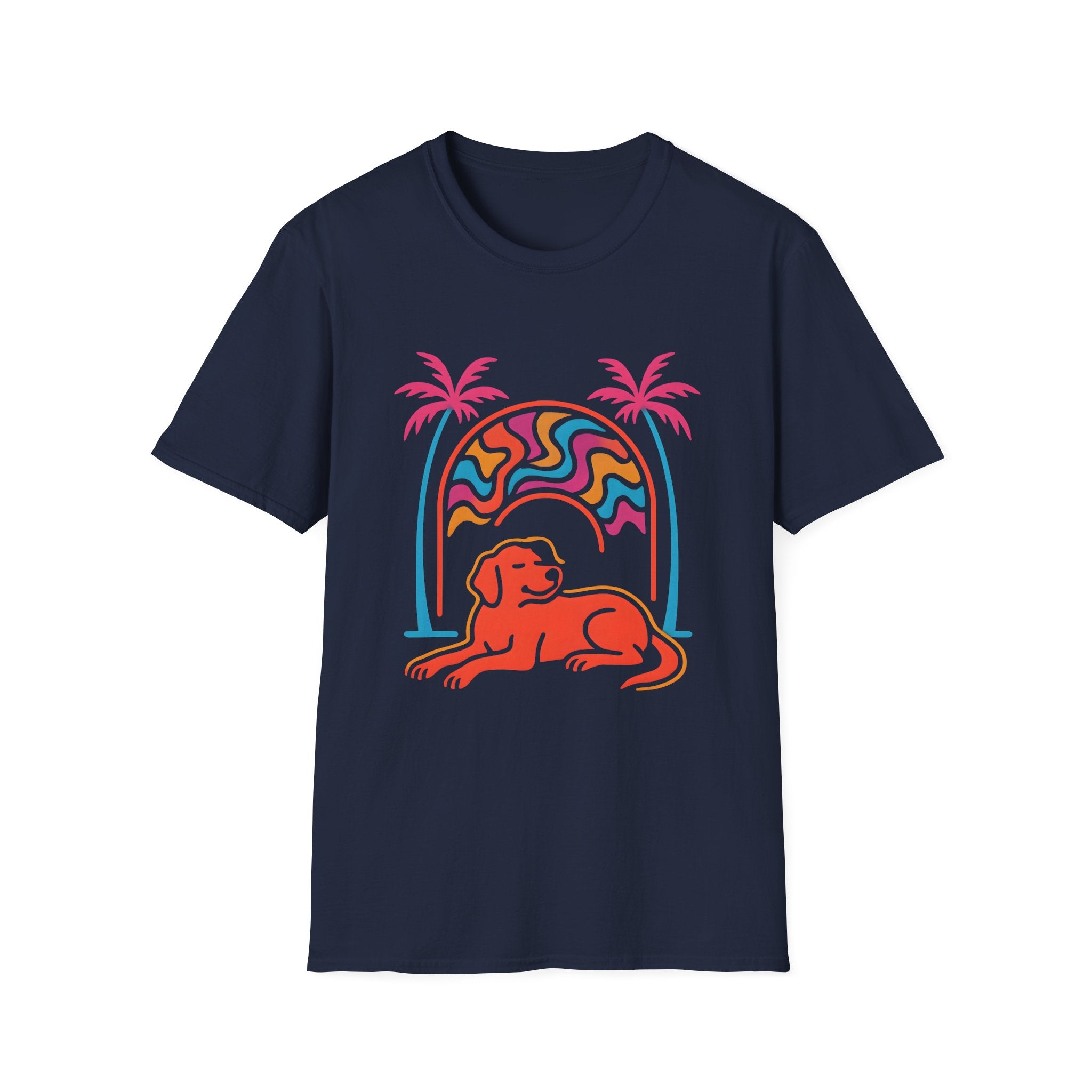 Psychedelic Dog Palm Trees T-Shirt