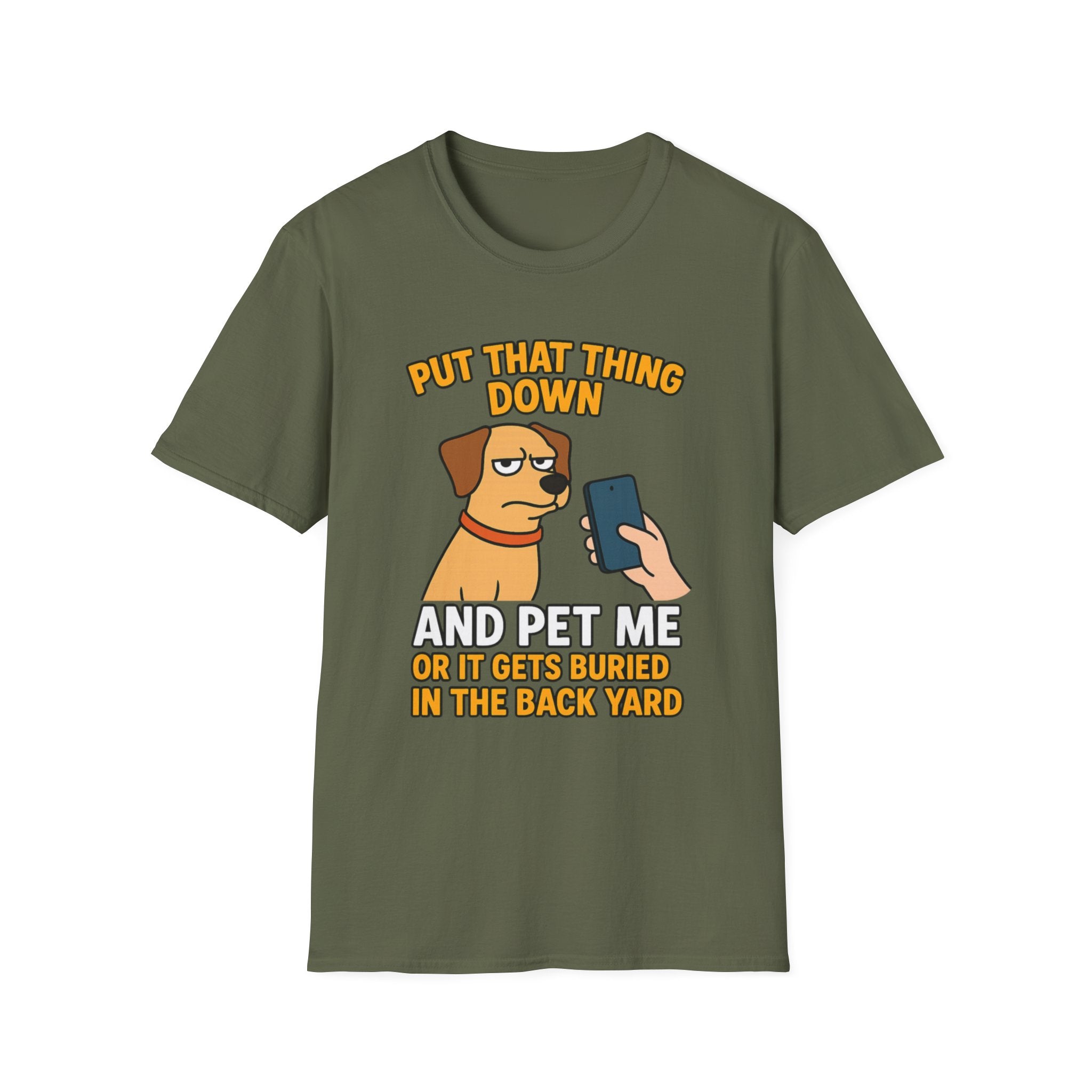 Funny Dog Pet Me Phone Warning T-Shirt