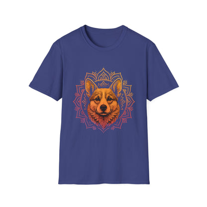 Corgi Mandala T-Shirt, Unisex Graphic Tee for Animal Lovers, Corgi Shirt for Birthdays, Casual Wear, Dog Lover Gift