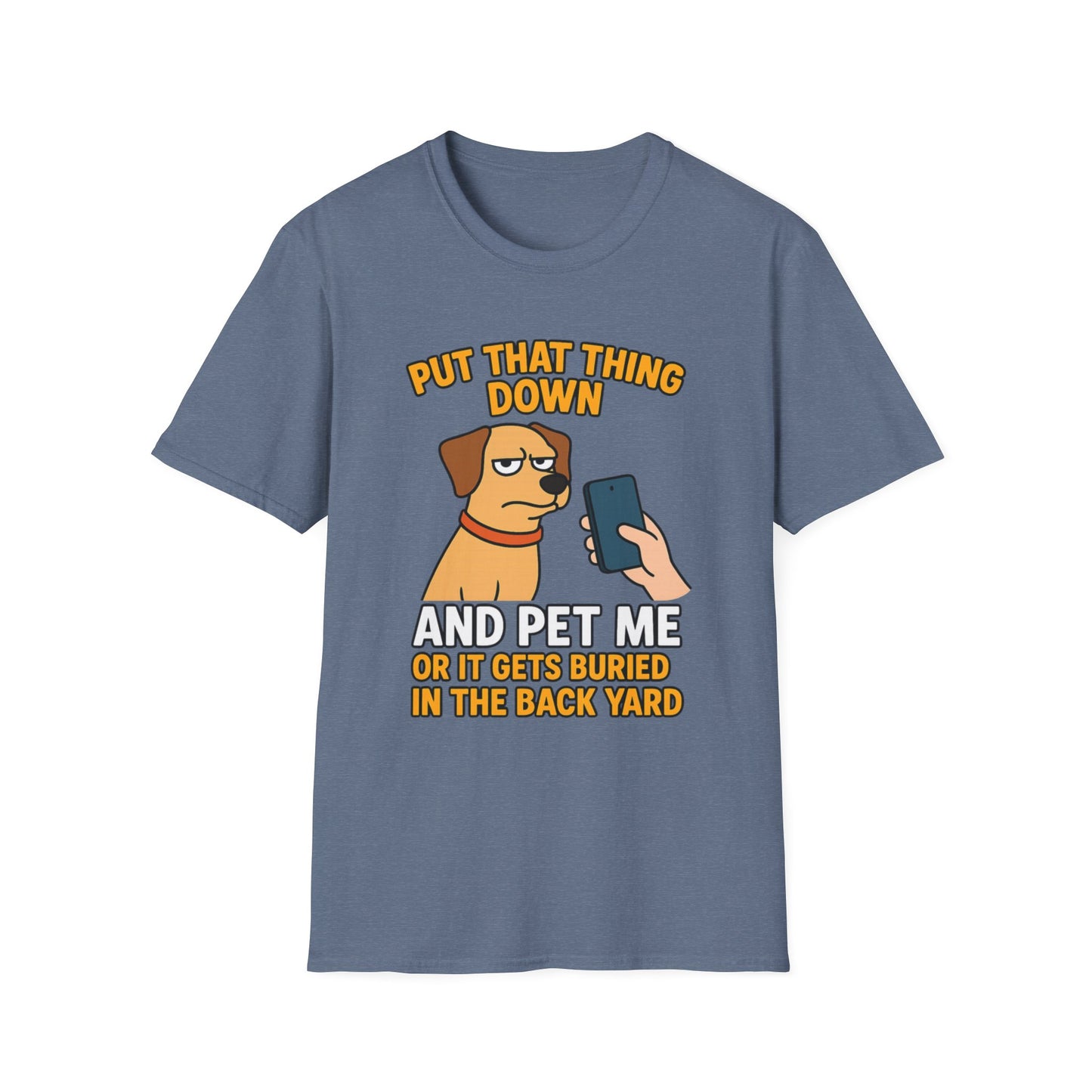 Funny Dog Pet Me Phone Warning T-Shirt for Pet Lovers, Humorous Dog Shirt