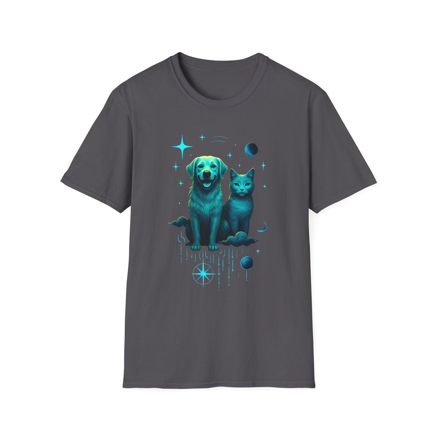 Celestial Dog and Cat Glow Space Pet Lover T-Shirt