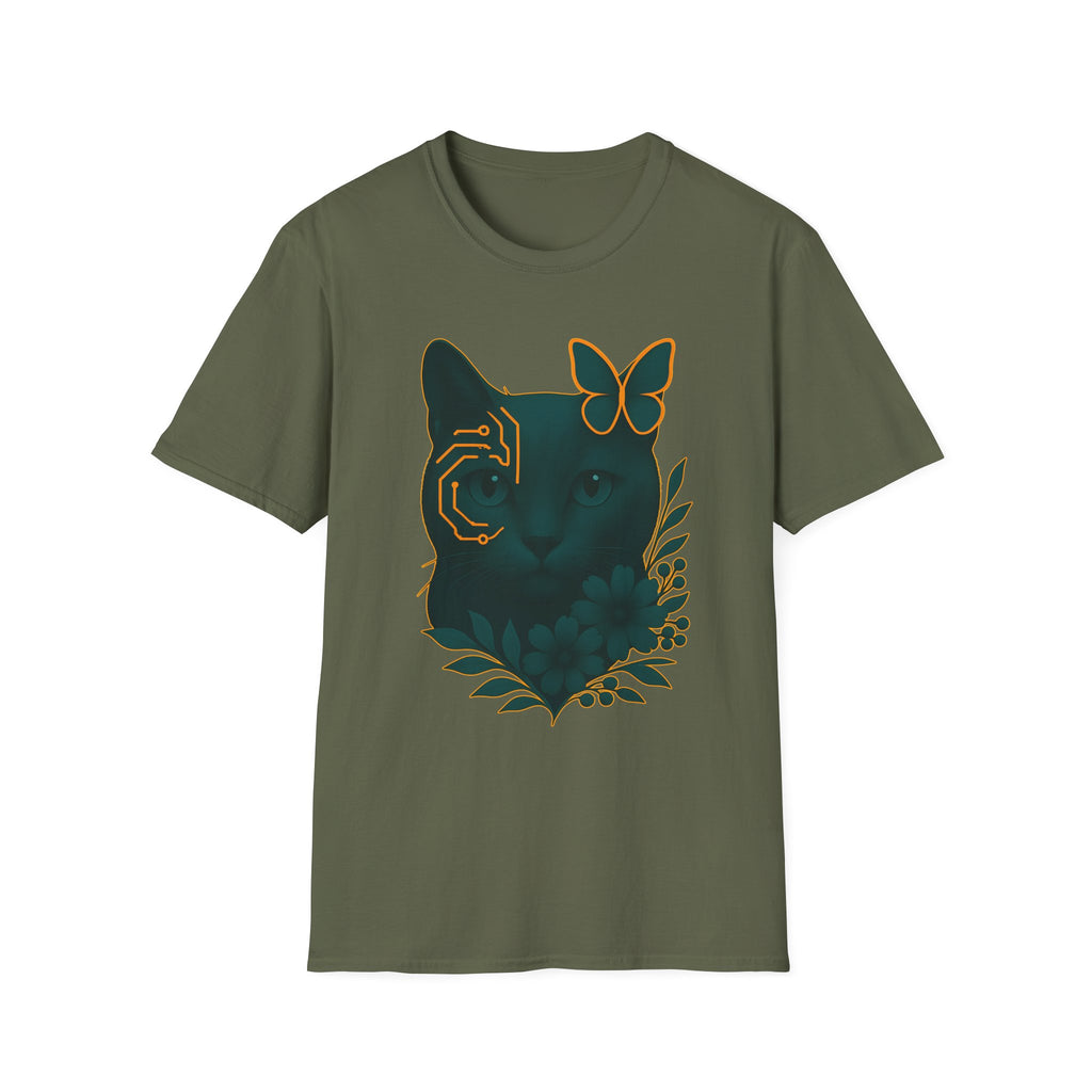 Cyber Floral Cat T-Shirt
