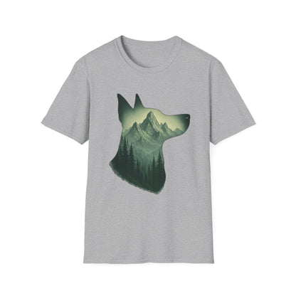 Mountain Dog Graphic T-Shirt | Nature Lover Tee, Pet Owner Gift, Outdoor Adventure Shirt, Animal Lover Apparel, Eco-Friendly Fashion