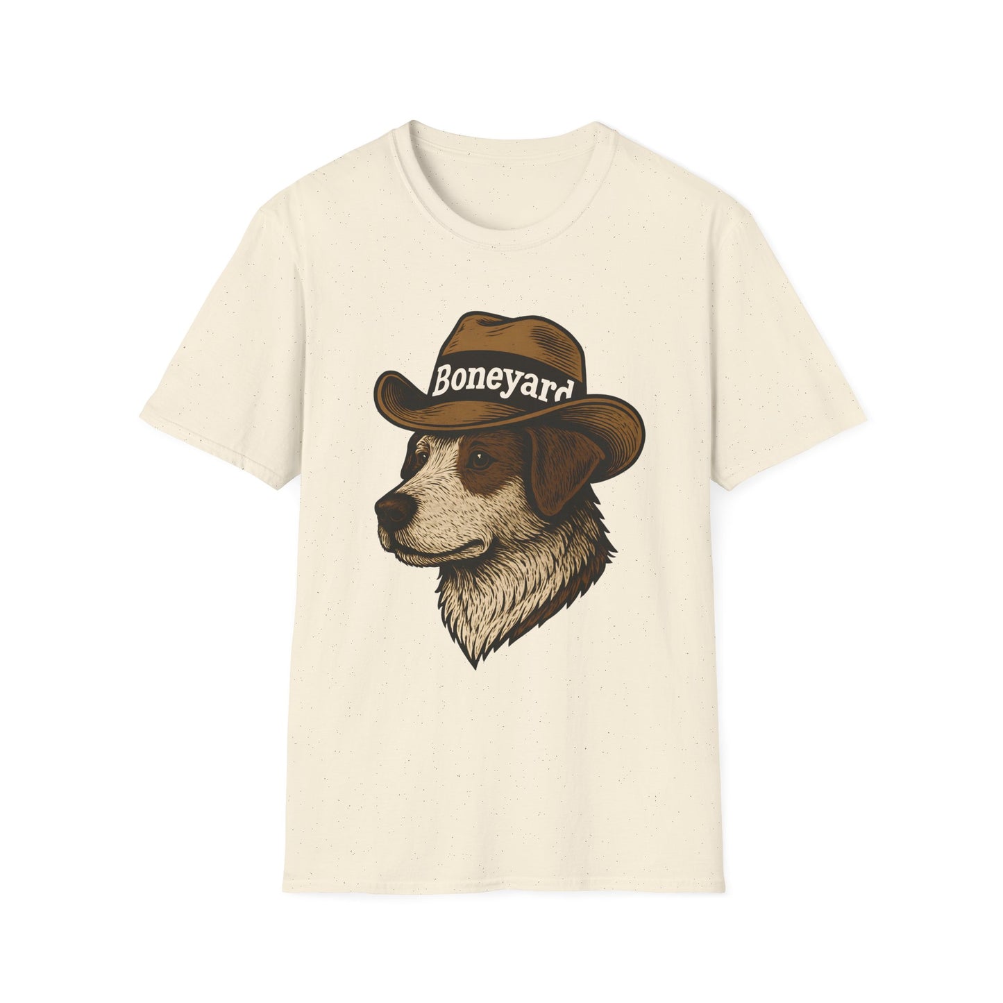 Cowboy Dog T-Shirt – Boneyard Western Pet Lover Tee, Unisex Soft style T-Shirt, Animal Lover Gift, Casual Wear, Pet Owner Apparel, Birthday Present