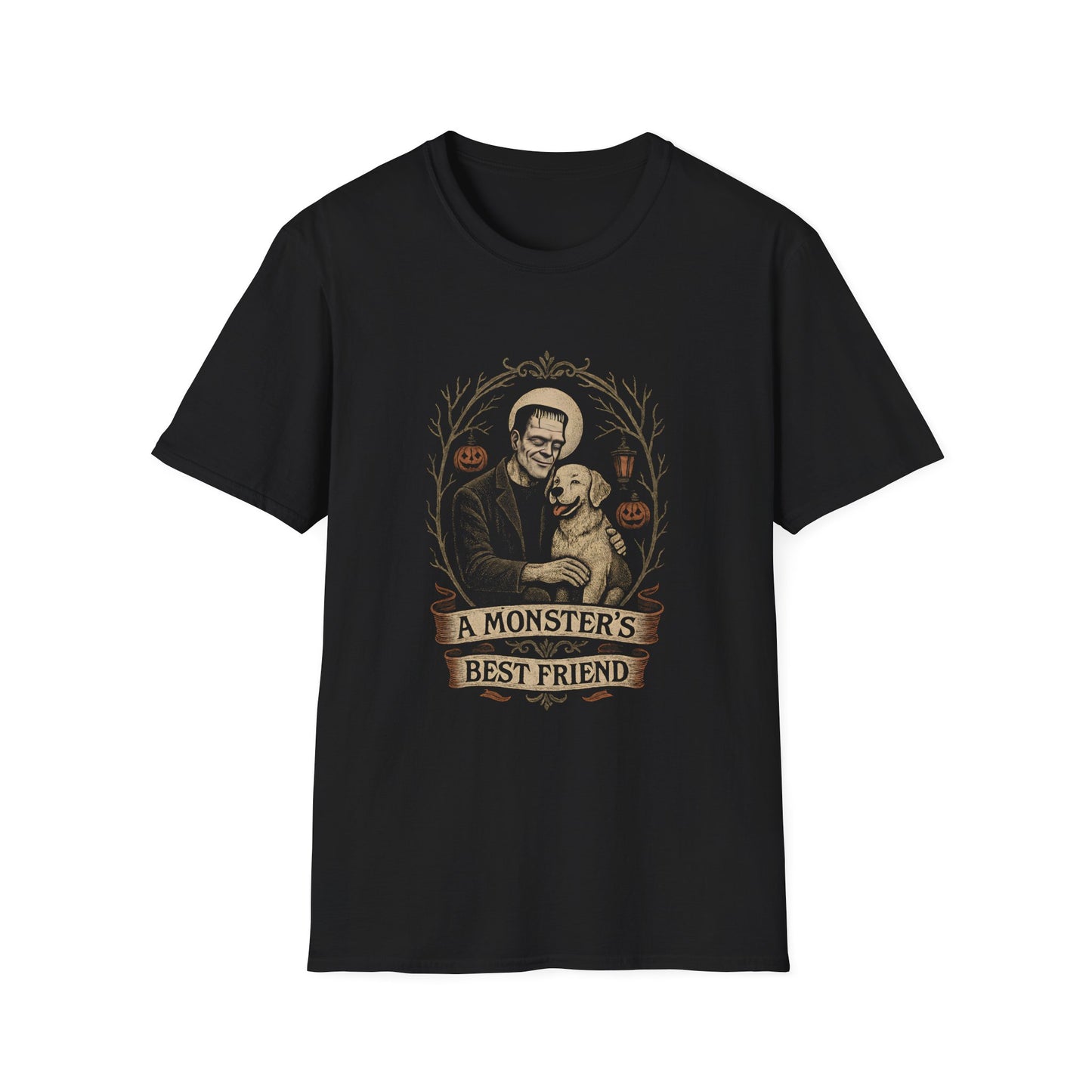 Halloween Dog Lover T-Shirt, Unisex Softstyle Tee, A Monster's Best Friend Apparel, Pet Owner Gift, Spooky Season Shirt