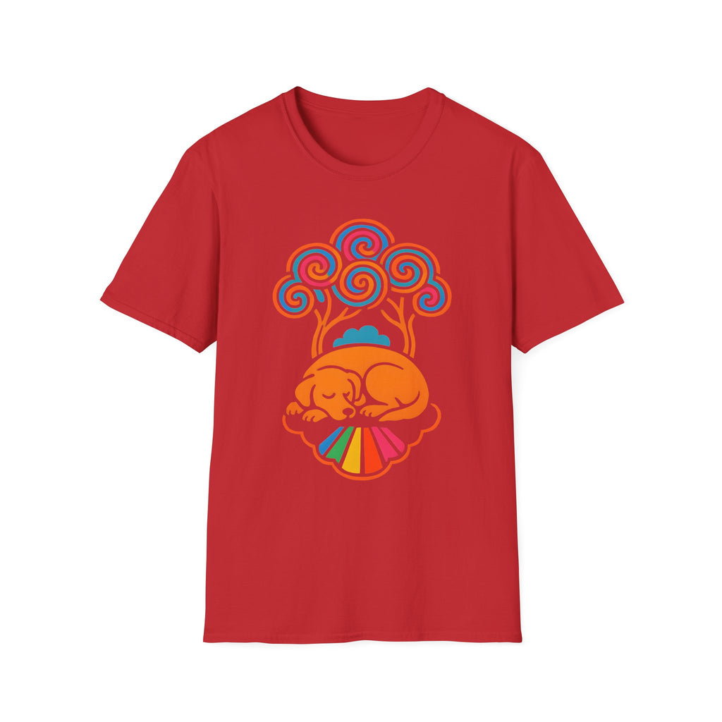 Colorful Sleeping Dog Trippy Tree Psychedelic T-Shirt