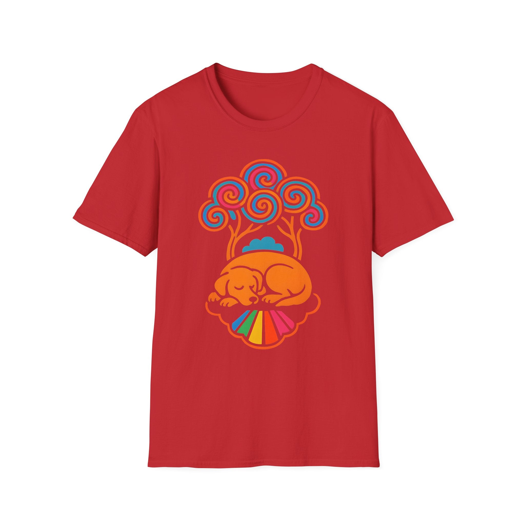 Colorful Sleeping Dog Trippy Tree Psychedelic T-Shirt