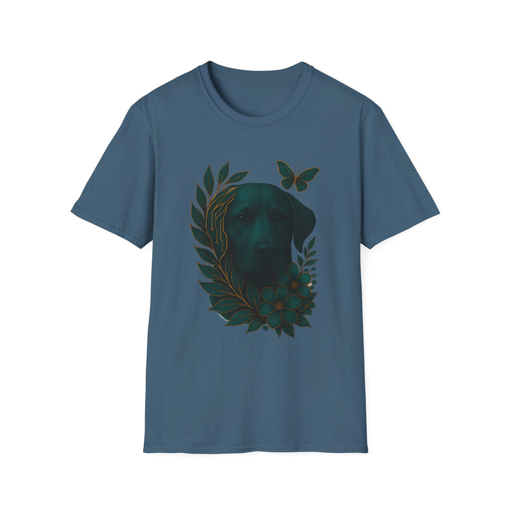 Cyber Floral Dog Silhouette T-Shirt