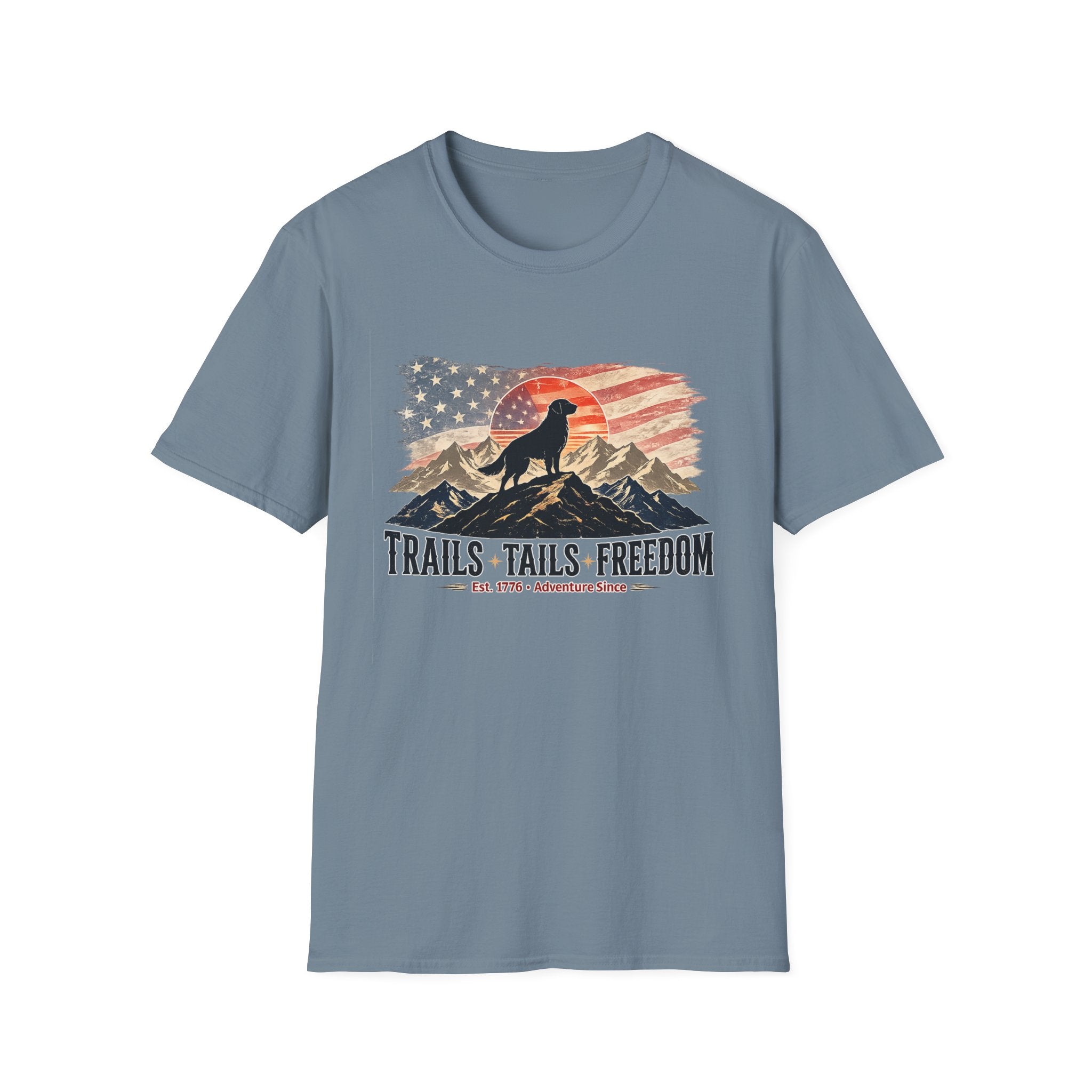 Trails Tails Freedom Patriotic Dog T-Shirt