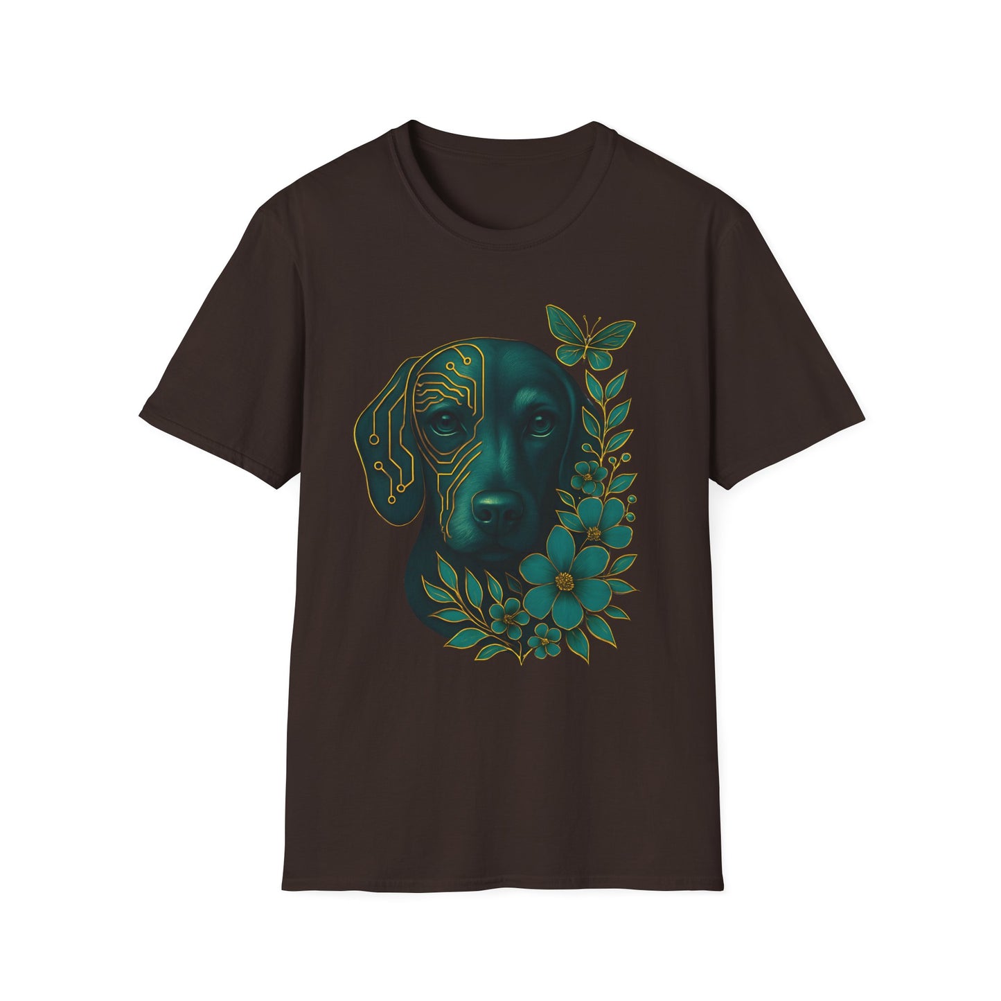 Artistic Dog Lover T-Shirt, Gift for Pet Owners, Nature-Inspired Tee, Birthday Gift, Casual Wear, Unisex Softstyle Tee