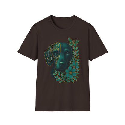 Artistic Dog Lover T-Shirt, Gift for Pet Owners, Nature-Inspired Tee, Birthday Gift, Casual Wear, Unisex Softstyle Tee