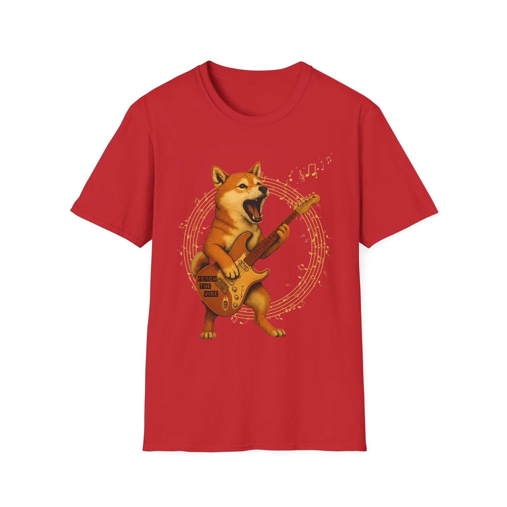 Rocking Shiba Inu Dog Guitar T-Shirt