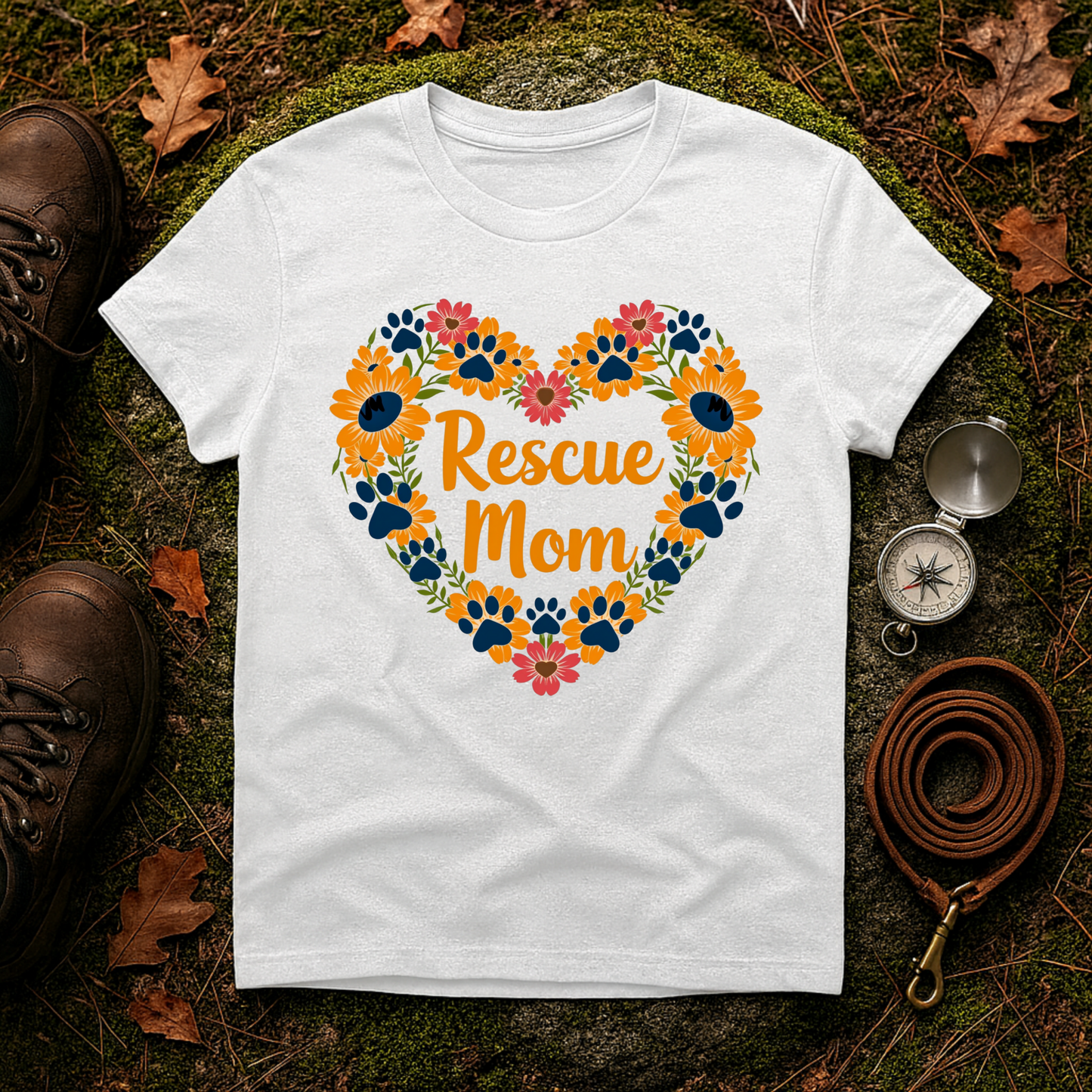 Rescue Mom Floral Heart Tee – Dog Mom Gift