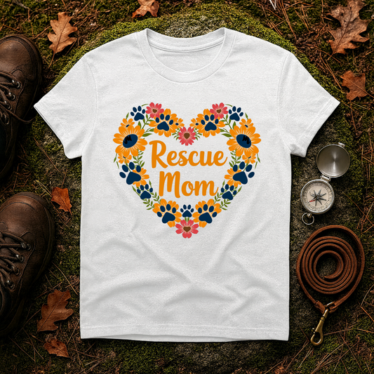 Rescue Mom Floral Heart Tee – Dog Mom Gift