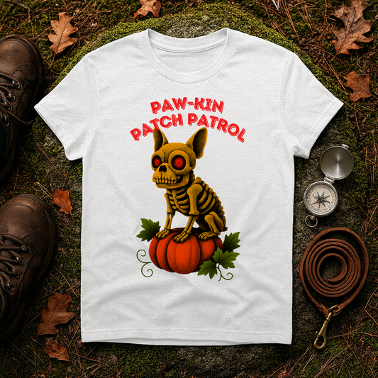 Paw-kin Patch Patrol Skeleton Frenchie Halloween T-Shirt