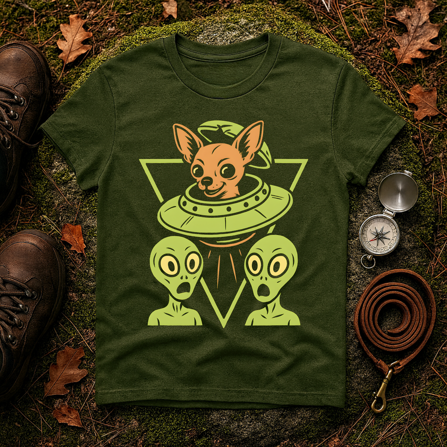 Alien Chihuahua UFO Funny Dog T-Shirt for Pet Lovers, Quirky Gift, UFO Design, Pet Lover's Apparel, Fun Casual Wear