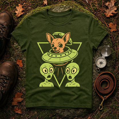 Alien Chihuahua UFO Funny Dog T-Shirt for Pet Lovers, Quirky Gift, UFO Design, Pet Lover's Apparel, Fun Casual Wear