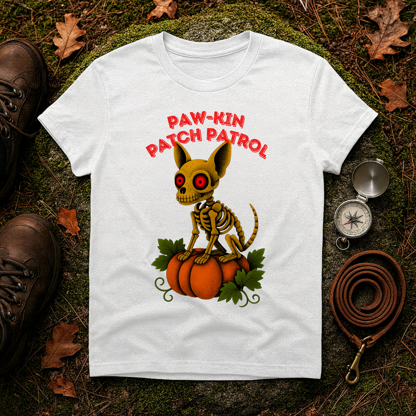Paw-kin Patch Patrol Skeleton Chihuahua Halloween T-Shirt