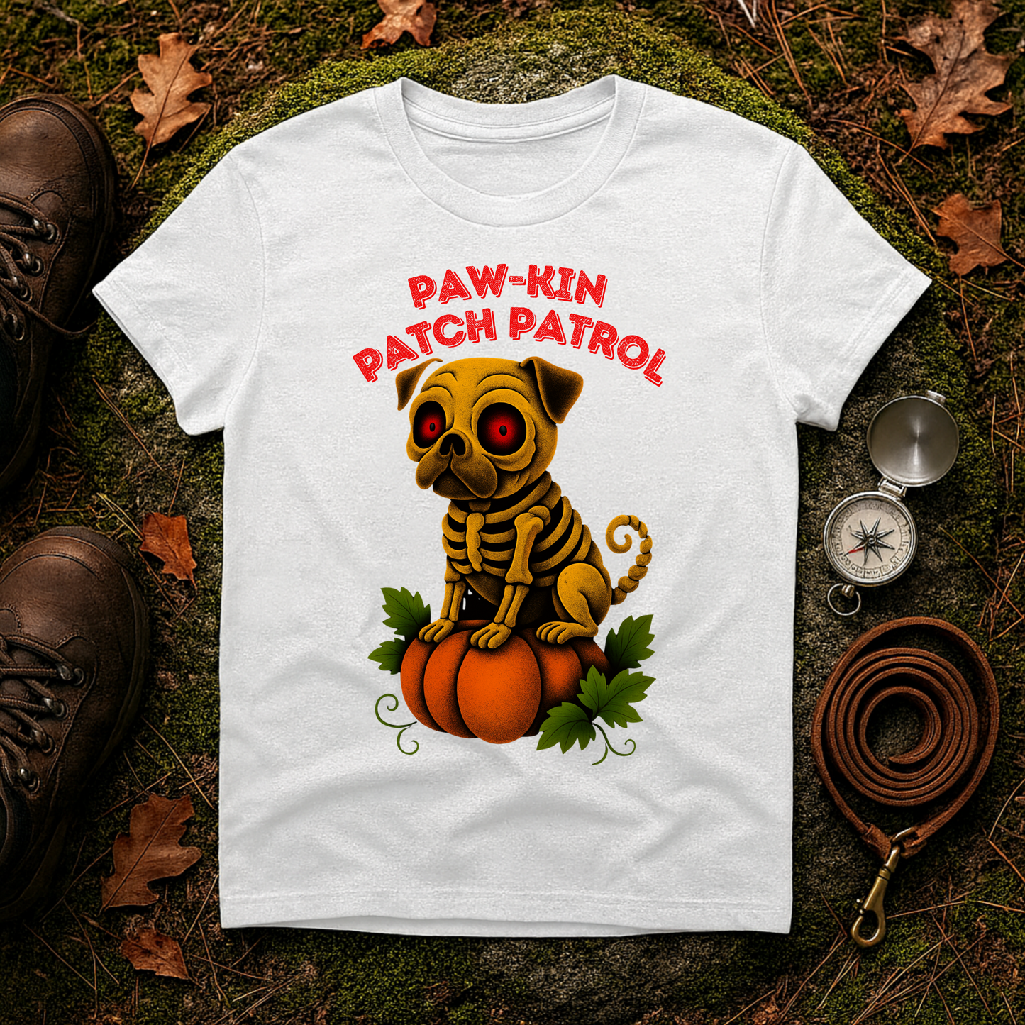 Paw-kin Patch Patrol Pug Halloween Dog Lover T-Shirt