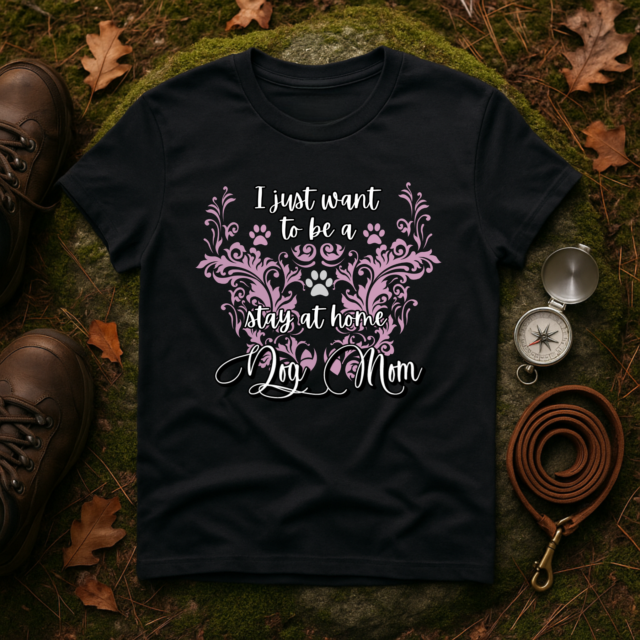 Stay at Home Dog Mom Pink T-Shirt
